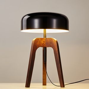 Lampe de table décorative en bois massif de style nordique rustique, LED, lumière blanche chaude, abat-jour en métal sans abat-jour, E26/E27, CRI80, salon, chambre à coucher - Product Image 3