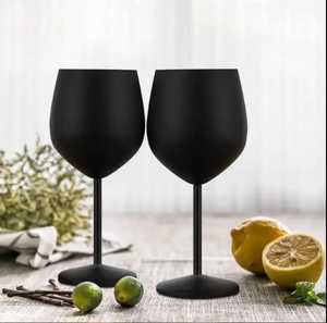 Title (113 Characters): Matte Black <b>Stainless</b> Steel Wine <b>Glasses</b> Shatterproof Metal Cocktail Goblet Luxury Bar Stemmed Drinkware - Product Image 6