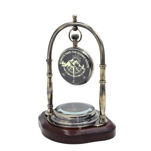 Horloge de bureau traditionnelle en laiton, mouvement mécanique, design circulaire, silencieuse, sans tic-tac, sonnerie horaire - Product Image 2