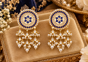 Indian Kundan Chandelier Earrings Gold Plated Pearl Ethnic Bridal Statement Drop Jewelry Wholesale For Women - Product Image 3