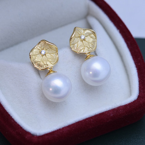 Pendientes Largos Minimalistas de Plata S925 con Cierre de Plata, con Perlas de Agua Dulce Blancas Grandes de 11-12 mm, con Luz Intensa, para Mujer - Product Image 2