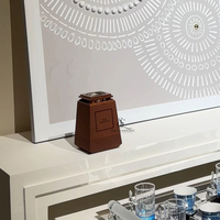 Pembakar Bakhoor Kayu Piramida Modern Mewah Berlapis Kulit Untuk Aromaterapi Rumah & Dekorasi Kantor, Censer Oud Arab