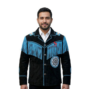 Chaqueta de Cuero Vintage con Flecos de Gamuza Estilo Vaquero, Decoración con Borlas, Prenda Exterior de Cuero Suave y Transpirable - Product Image 2