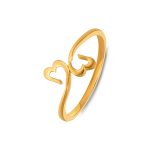 Minimalist Double Heart Gold Plated <b>Adjustable</b> <b>Ring</b> for Women Romantic Open Heart Designer Finger <b>Ring</b> - Product Image 1