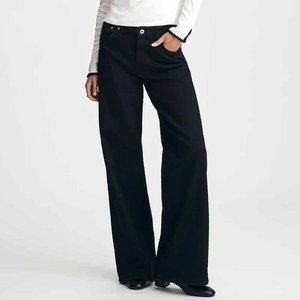 Jeans de Mezclilla Negros de Cintura Alta y Pierna Recta para Mujer, Corte Regular, Color Sólido, Estilo Casual, 100% Algodón, para Otoño - Product Image 4