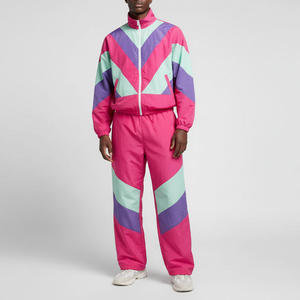 <b>Men's</b> Color Blocking Tracksuit Set Pink <b>Purple</b> Mint Sporty Windbreaker Jacket Jogging Pants Polyester Breathable Spring Style - Product Image 6