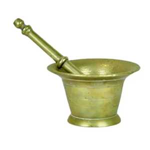 Mortier et pilon élégants en laiton doré poli, moulin à épices en métal brillant, broyeur d'herbes professionnel, ustensile de cuisine de luxe - Product Image 2