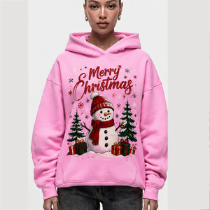 OEM <b>Christmas</b> Hoodie 100% Polyester Casual Style Sublimation Printed Personalized Holiday Pullover Snowman Graphic <b>For</b> <b>Women</b> - Product Image 1