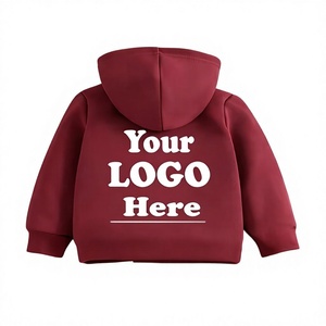Custom Printed Fleece Soft Kids Hooded Sweatshirt Maroon Casual Wear Regular Sleeve Winter Style <b>Back</b> Logo Design - Product Image 2