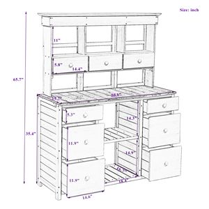 Tavolo da Giardinaggio Rustico ed Elegante con Cassetti Multipli e Ripiani per un Comodo Stoccaggio - Product Image 5