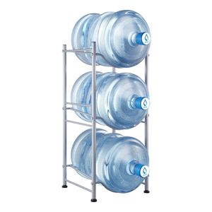 Estante plateado para botellas de agua de una sola fila Soporte para jarra de agua de 3 niveles para 3 botellas para almacenamiento y organización - Product Image 1