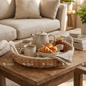 Paniers de rangement vintage élégants pour la maison, pliables, en métal et en jacinthe d'eau tressée avec du jute et du corde de rotin, pour un usage quotidien - Product Image 6