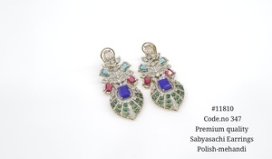 Boucles d'oreilles pendantes 11810 avec pierre doublette, ton Mehandi, en zircon cubique, bijoux de déclaration pour fêtes et mariages - Product Image 3