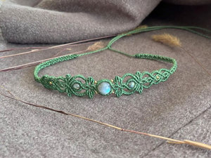 Handmade Green Macrame Labradorite <b>Necklace</b> Intricate Boho Healing <b>Statement</b> Jewelry Gift for Her - Product Image 3