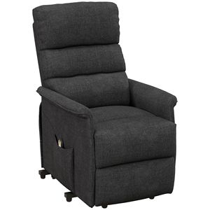 Poltrona Reclinabile Elettrica Moderna Nera con Telecomando, Reclinabile Completamente, Rivestimento in Pelle, Struttura in Legno, Girevole, Imbottita in Spugna - Product Image 1