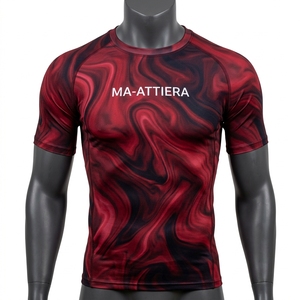 Men Compression Shirt Short Sleeve Bape Style T Shirt for Men Apparel <b>Tshirt</b> <b>Red</b> Marble Workout Fitness Sportswear Top - Product Image 3