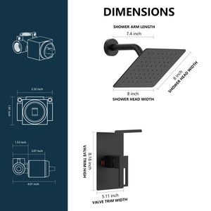 Set Doccia a Pioggia Rettangolare da 8 Pollici con Soffione Singolo, Rubinetto e Kit Decorativo con Portaoggetti - Modello C - Product Image 5