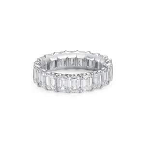 Anillo de Eternidad de Lujo con Corte Esmeralda, Oro Blanco, Completamente Adornado con Diamantes, Joyería para Aniversario de Bodas, Elegante Regalo - Product Image 4