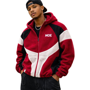 Sudadera con capucha de forro polar para hombre con cremallera, diseño de bloques de color, chaqueta cálida con capucha, ropa de calle informal, sudaderas con capucha para invierno, proveedor OEM - Product Image 6
