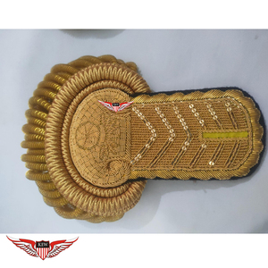 Epaulettes Bordadas Personalizadas KEW con Bullion, Tela Amarilla de Lujo, Duraderas - Product Image 1