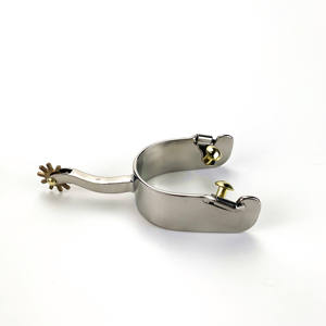 Estribos de acero inoxidable con espuela de latón y engranaje giratorio, equipo ecuestre, estribos con espuela de latón, equitación vintage. - Product Image 1