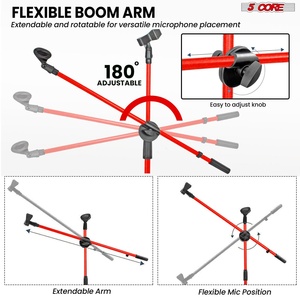 Soporte de Micrófono de 5 Brazos con 2 Clips, Trípode Universal Ajustable de 63 Pulgadas con Brazo Extensible - Product Image 3