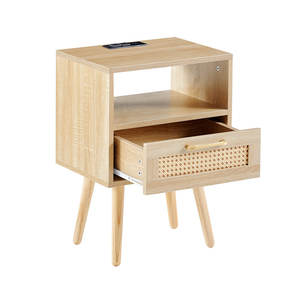 Table de chevet moderne en rotin avec tiroir Table d'appoint pour chambre Table d'appoint - Product Image 2