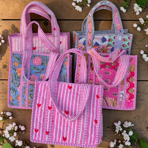 Sacs à main décontractés en coton matelassé, imprimé floral abstrait, légers, écologiques, sacs à bandoulière de voyage - Product Image 1