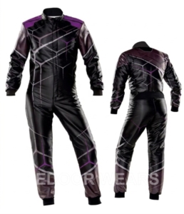 Traje de Carreras Edoor Ignífugo de Alta Calidad, Hecho a Medida, Transpirable, Talla Grande, Secado Rápido, Logotipo Frontal, Negro y Morado, para Hombre Adulto - Product Image 1