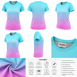 T-shirt de sport athlétique pour femme, idéal pour la course, le yoga et la gym, anti-transpiration, séchage rapide, anti-boulochage, coupe ajustée compressée, pour l'entraînement estival - Product Image 5