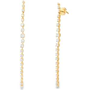 Custom Long Dangle Round Lab Grown Diamond <b>Earrings</b> 14K 18K Solid Gold Drops Ear Line Chain Jewelry Factory Bulk Price Wholesale - Product Image 1