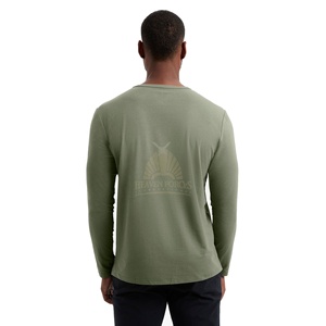 เสื้อยืดแขนยาวสำหรับผู้ชายเสื้อยืดคอกลมแขนยาวระบายอากาศได้ดีเสื้อยืดผ้าฝ้าย100% เข้าแบบสลิมฟิต - Product Image 3