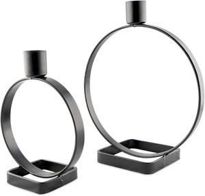 ขาตั้งเทียนทีไลท์แบบห่วงโลหะสีดำทนทานของตกแต่งบ้านหรูหราสำหรับเทศกาลคริสต์มาสขาตั้งโลหะมาตรฐาน - Product Image 5