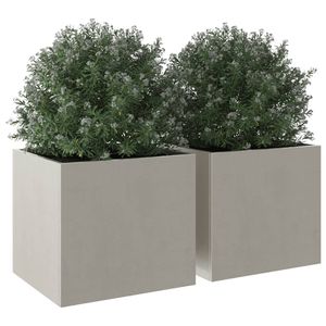Ensemble de 2 jardinières moyennes en acier inoxydable argenté, pots et jardinières à fleurs durables - Product Image 4