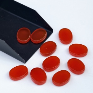 พลอยรูปไข่ธรรมชาติ ออนิกซ์สีแดง ทรงแบนแบบคาโบชอง หินเม็ดเดี่ยว - Product Image 1