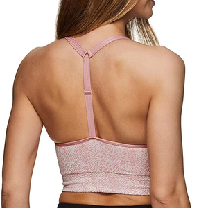 Sujetador deportivo con estampado geométrico para mujer, cuello en V profundo, espalda cruzada, soporte medio, transpirable, top de yoga, elastano, poliéster - Product Image 5