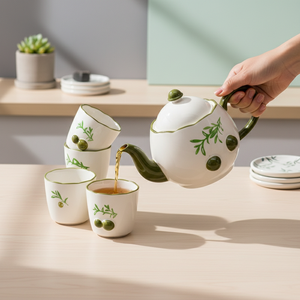 Premium Quality 3460983SETD-1.0 NEW <b>BONE</b> <b>CHINA</b> <b>TEA</b> POT <b>SET</b> W/4CUP - Product Image 5