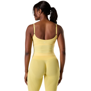 Débardeur léger jaune pour femme, coupe ajustée extensible, idéal pour le yoga, la gym et l'entraînement, haut de performance pour le sport - Product Image 3