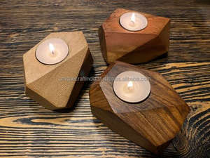 Juego de Portavelas de Madera de Lujo Hecho a Mano en India, Portavelas de Madera Natural Elegantes con Forma Personalizada para el Hogar - Product Image 2