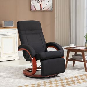 Modern Black Manual Recliner Chair Swivel Adjustment Padded Leather Arms <b>Footrest</b> Electric Wood Base Sponge for Living Room - Product Image 2