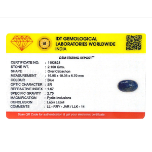 Natural Lapis Lazuli Baguette Cut Gemstone 10.8 Carat Certified Blue Stone for Jewelry Making - Product Image 4