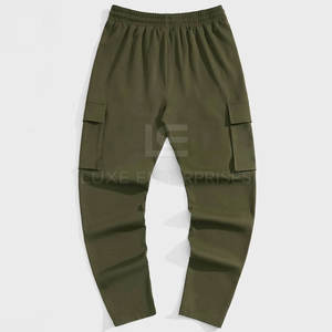 Pantalon cargo pour homme à taille haute, léger, coupe droite, avec plusieurs poches, 100% coton, marque privée - Product Image 2