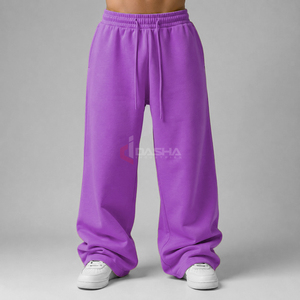 Pantalon de survêtement ample et décontracté pour homme, personnalisé, avec cordon de serrage, en coton tricoté épais 100%, vente en gros OEM - Product Image 1