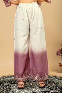 Traje Tradicional Indio-Pakistaní de Dos Tonos con Bordado, Conjunto Churidar, Blusa de Crepé, Chal, Pantalón Palazzo, para Bodas, Graduaciones, Diwali - Product Image 6