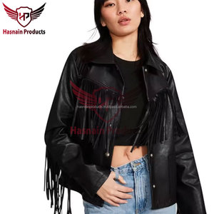 Customizable Women's Western Style Fringe <b>Leather</b> <b>Jacket</b> XL Size Fabric Coat with Cotton Filling Personalized Christmas Gift - Product Image 5
