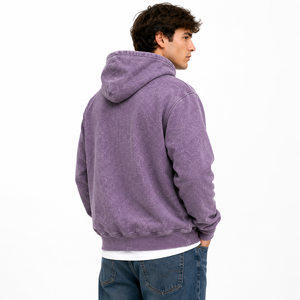 Sweat à capuche polaire pour homme, manches longues, style streetwear décontracté, 100% coton, coupe oversize, effet délavé, avec lettres imprimées sur le devant - Product Image 2