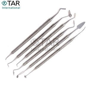Dental Filling Spatulas Set of 6 Plated Heads Knurled Handles Composite Resin Restoration Thick Handle Design - Product Image 6