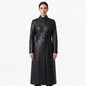 Manteau trench en cuir pour homme, cuir véritable de haute qualité, respirant, à manches longues, vêtement d'extérieur tendance - Product Image 1