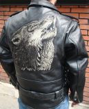 Blouson en cuir pour homme, manches longues, motif aigle gaufré USA au dos, coupe-vent, pour moto, hiver - Product Image 3