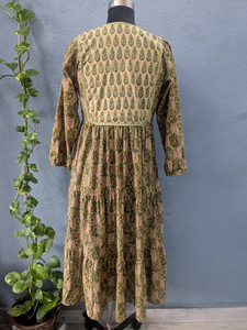 Robe longue en coton décontractée d'été à imprimé à la main, respirante, col en V, manches longues, tenue de soirée, cadeaux pour elle - Product Image 2